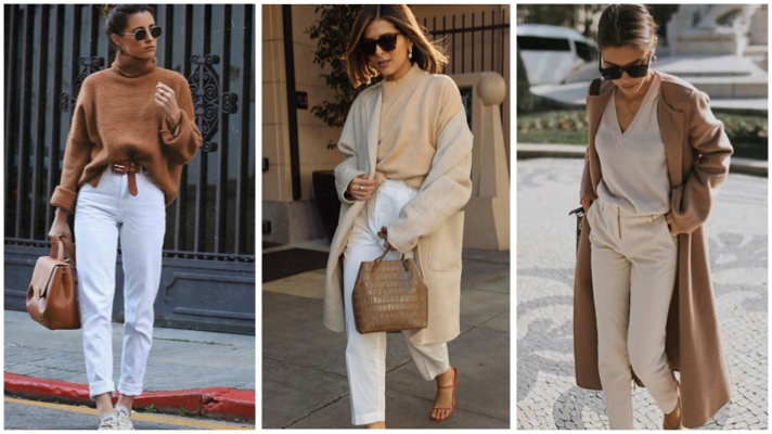 奶茶色穿搭技巧一：白色單品與墨鏡等配件點綴，襯托優雅女人味