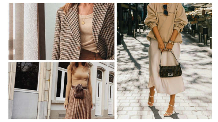 奶茶色衣服搭配不同材質與紋路單品，創造全新時尚風格