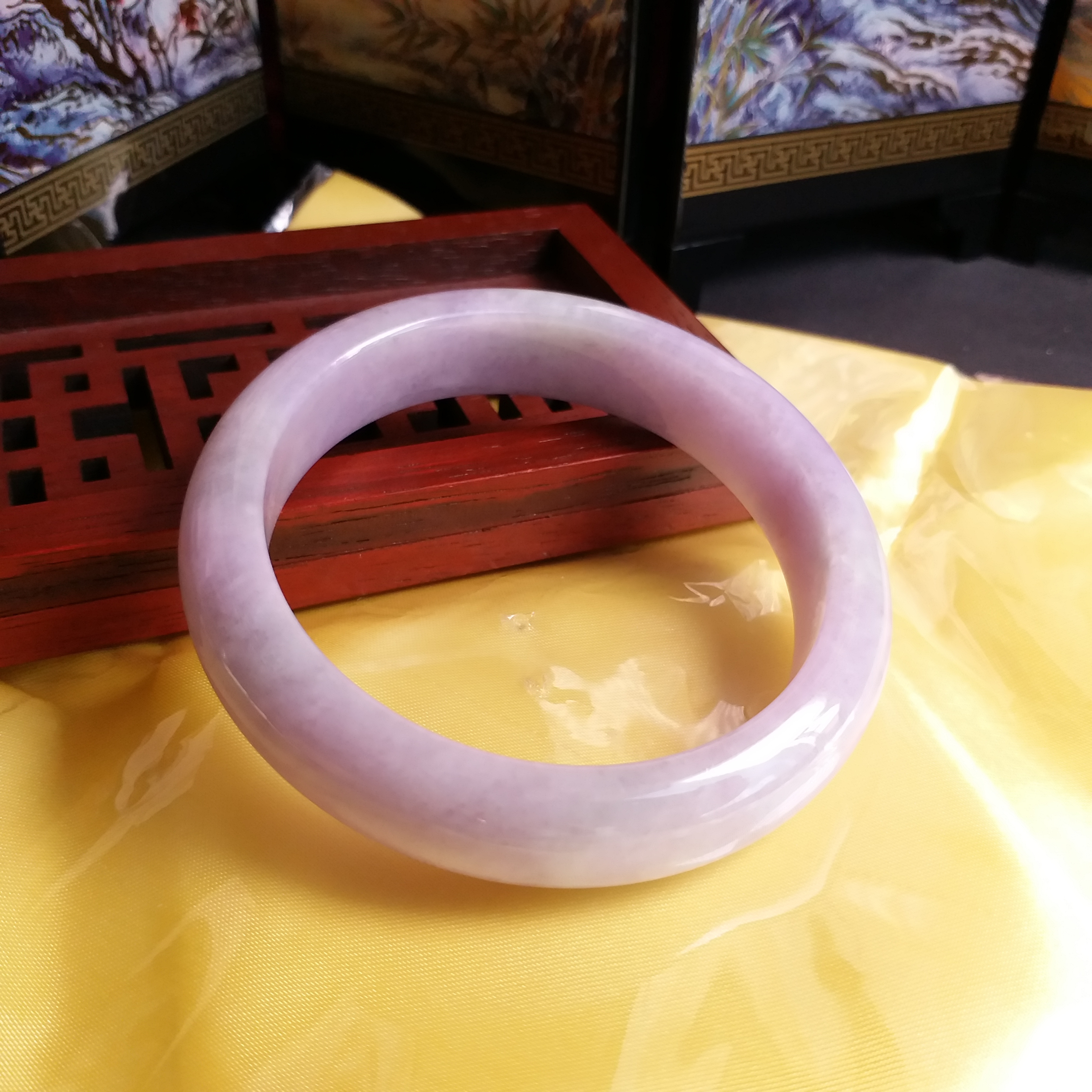 冰糯紫羅蘭玉鐲 57.44mm, 天然翡翠A玉, 緬甸玉, Jade, Jadeite