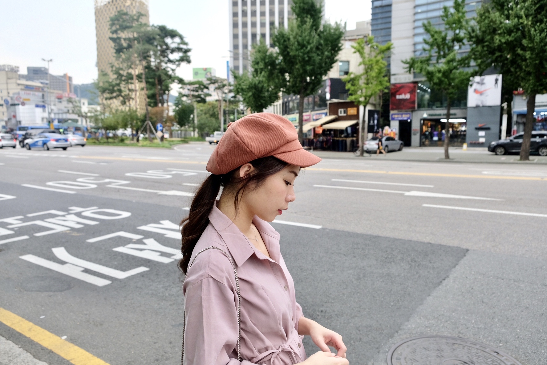 韓製乾燥莓果超挺版小臉報童帽