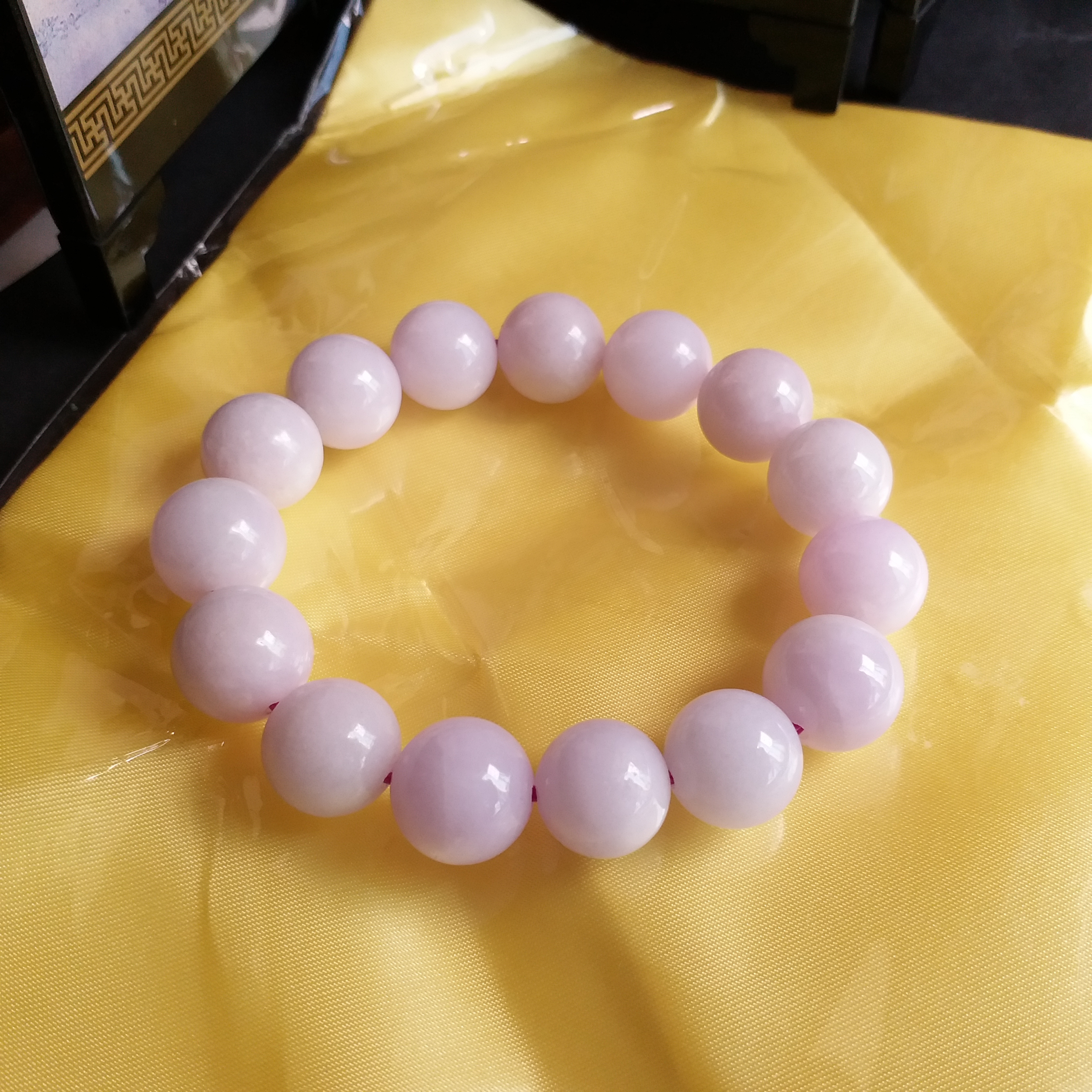 冰糯淡紫羅蘭手串 (13mm直徑), 天然翡翠A玉, 緬甸玉, Jade, Jadeite