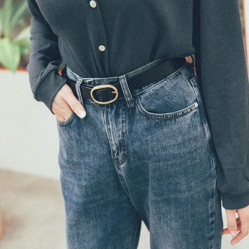 Wild plain oval shape belt Two-color sale【07100087】in stock+pre-order