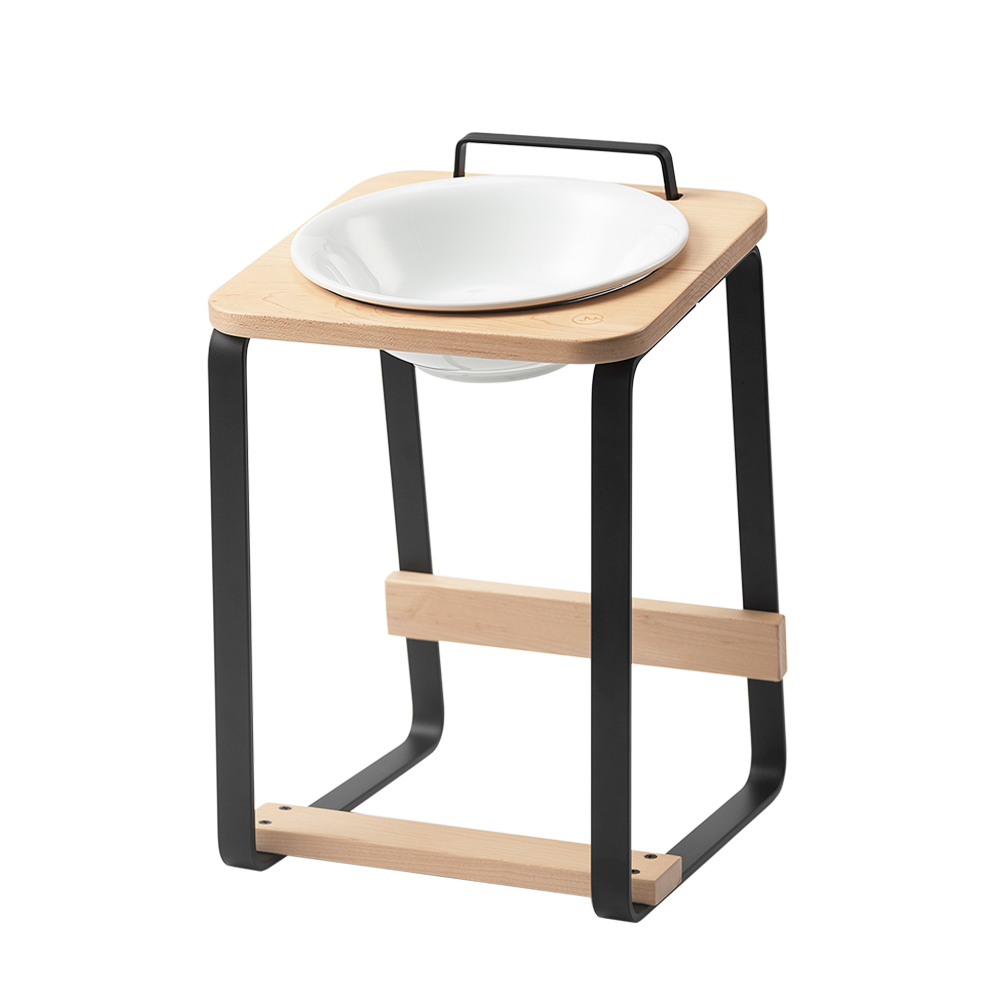 拍拍PETS'&DESIGN｜原木寵物托高碗架L/楓木色｜質感寵物傢俱