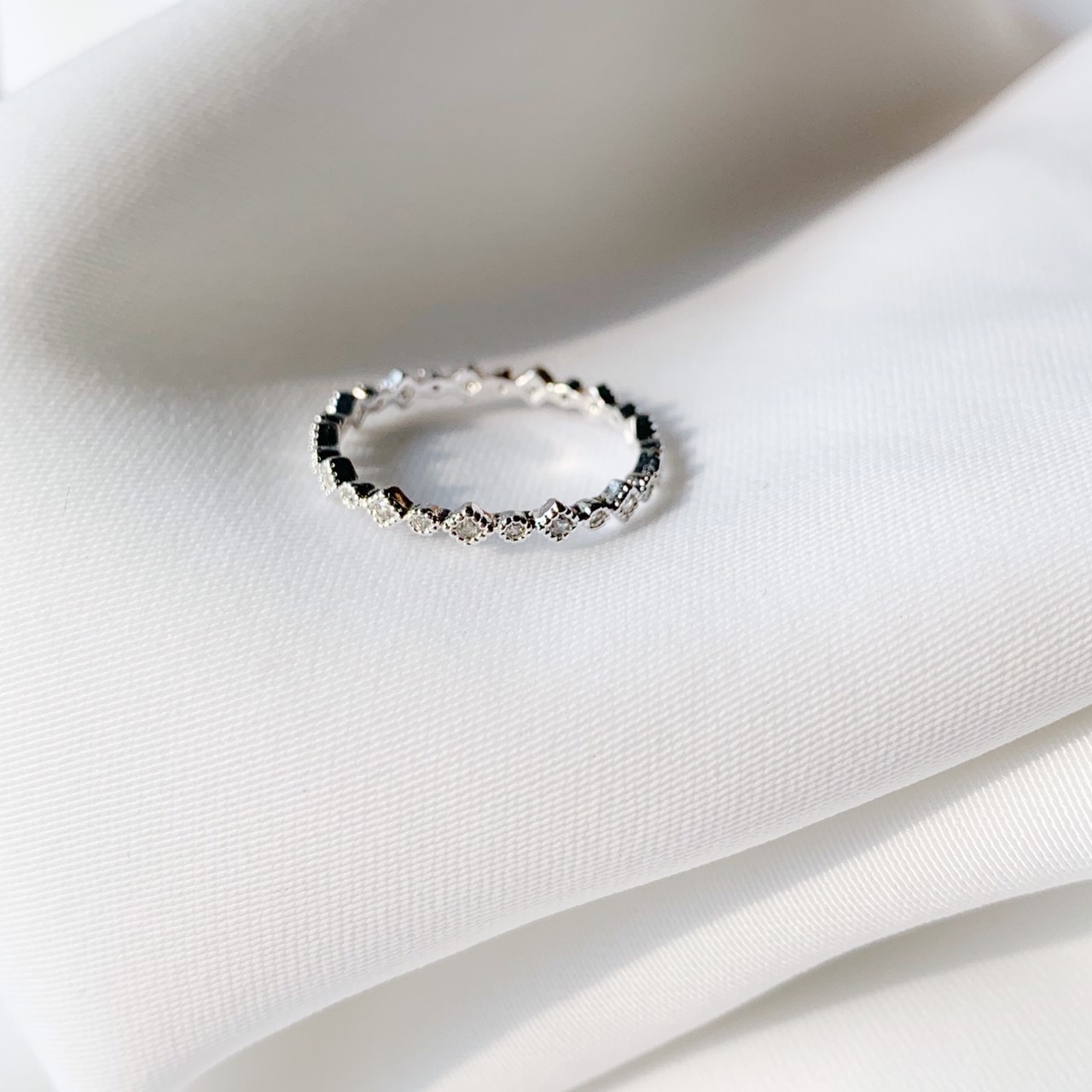 圈菱整圈鋯石戒指-銀