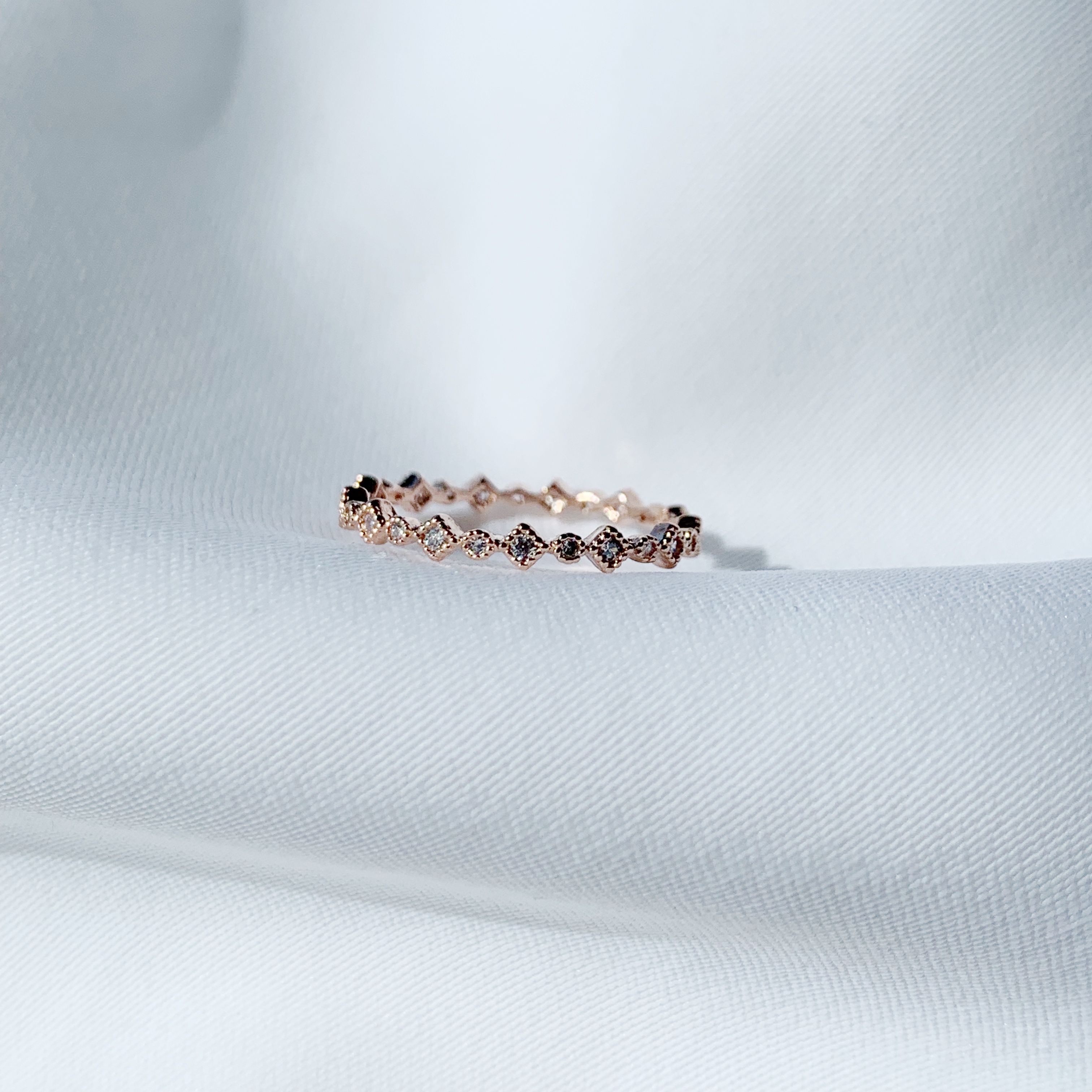 圈菱整圈鋯石戒指-玫瑰金