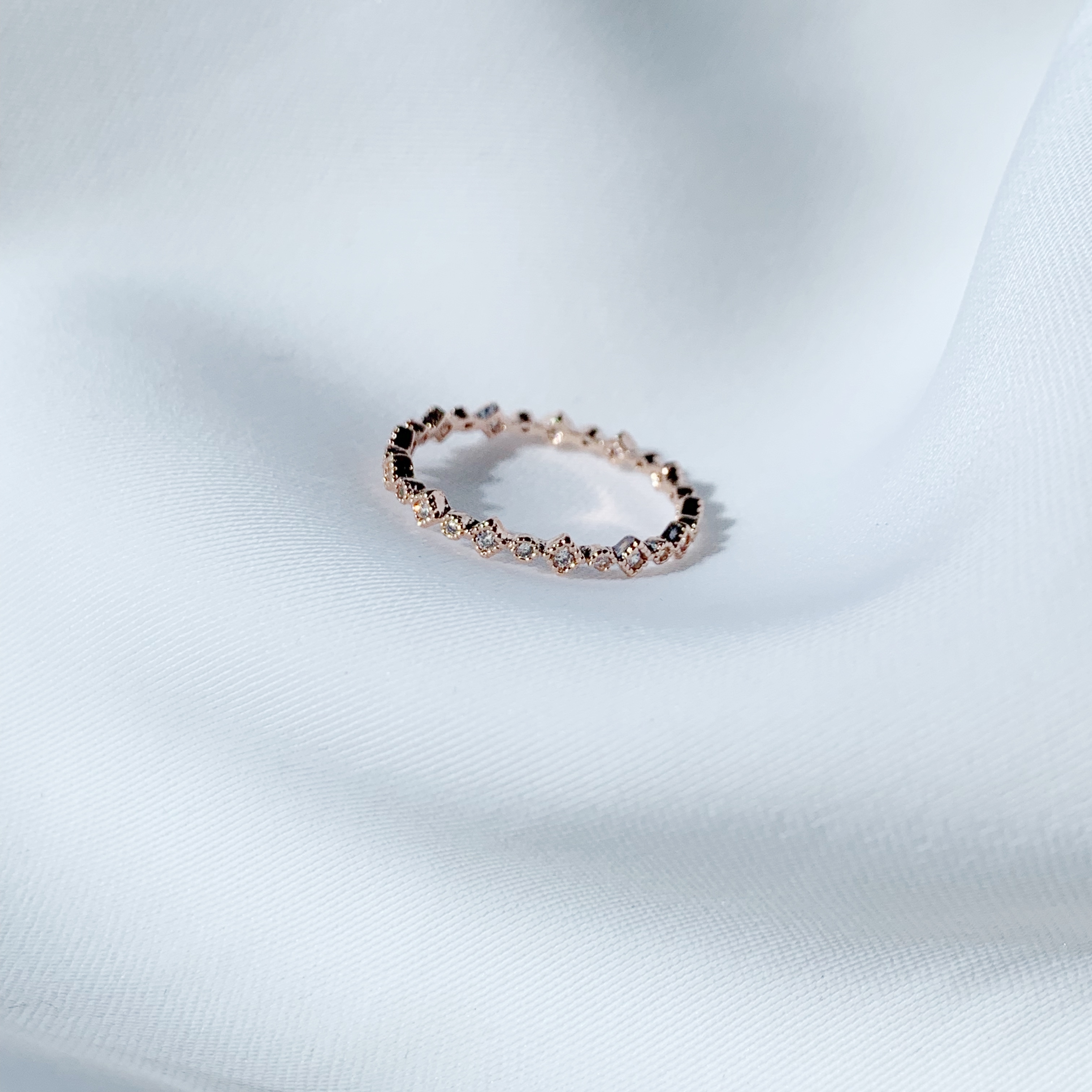 圈菱整圈鋯石戒指-玫瑰金