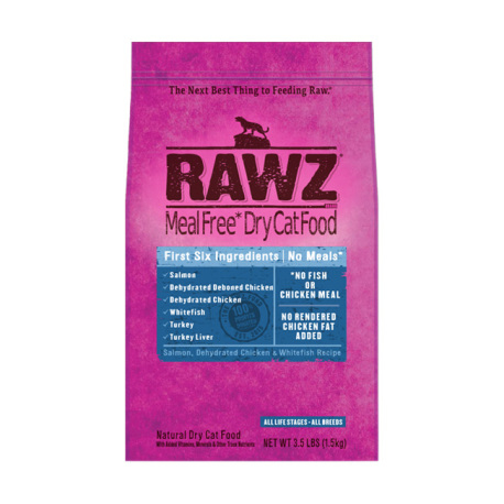 RAWZ Meal Free Dry Food Cat SALMON, DEHYDRATED CHICKEN & WHITEFISH RECIPE (3.5lb,7.8lb)