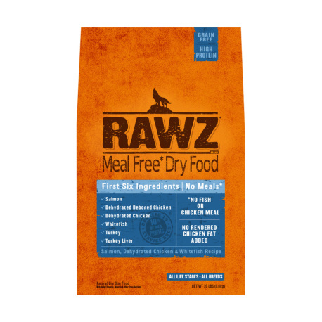 RAWZ Meal Free Dry Food SALMON, DEHYDRATED CHICKEN & WHITEFISH RECIPE (3.5lb,20lb)