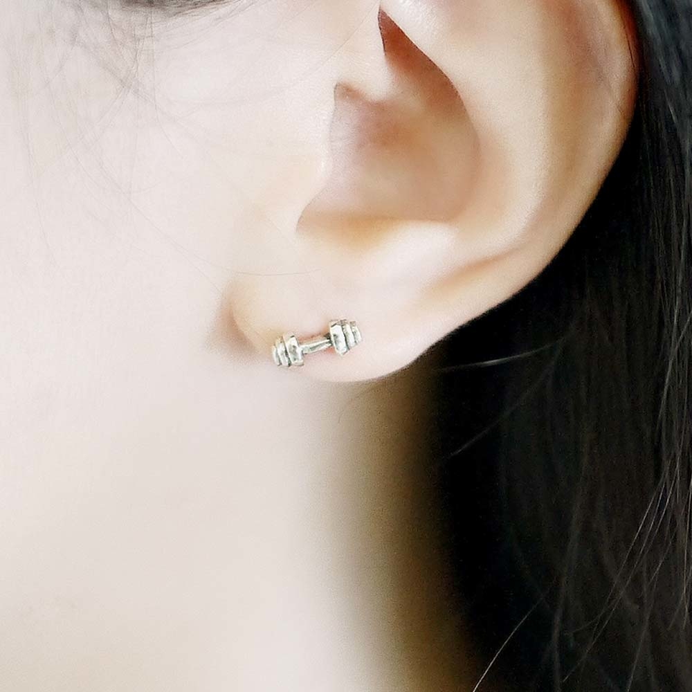 啞鈴純銀耳環/SE794 男生耳環 中性小耳環 男生禮物