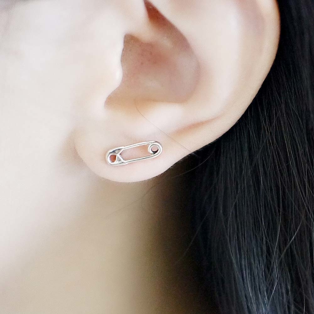 別針純銀耳環/SE796 中性 復古 泰銀 男生耳環