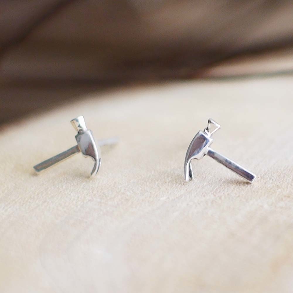 小槌子純銀耳環/SE797 中性耳環 男生耳環 泰銀 古銀 復古耳環