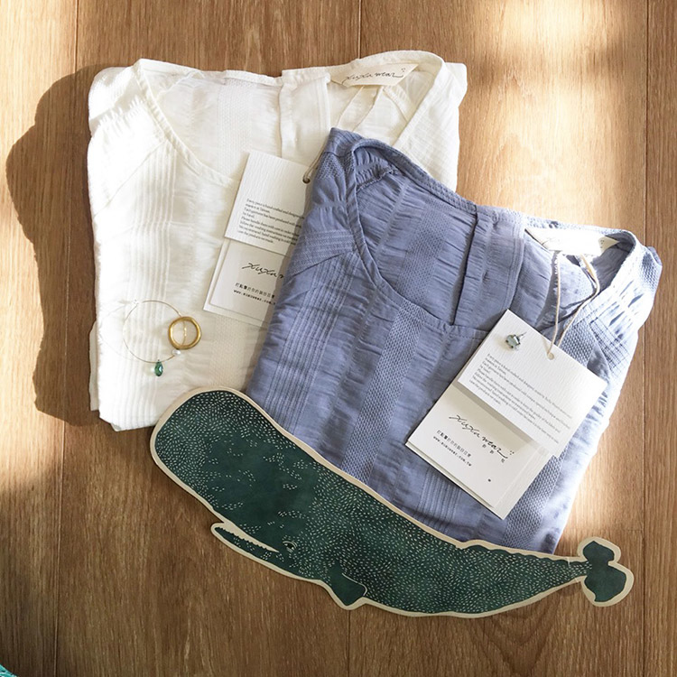 老幫手幫你穿-皺皺雲七分袖上衣-雷陣雨