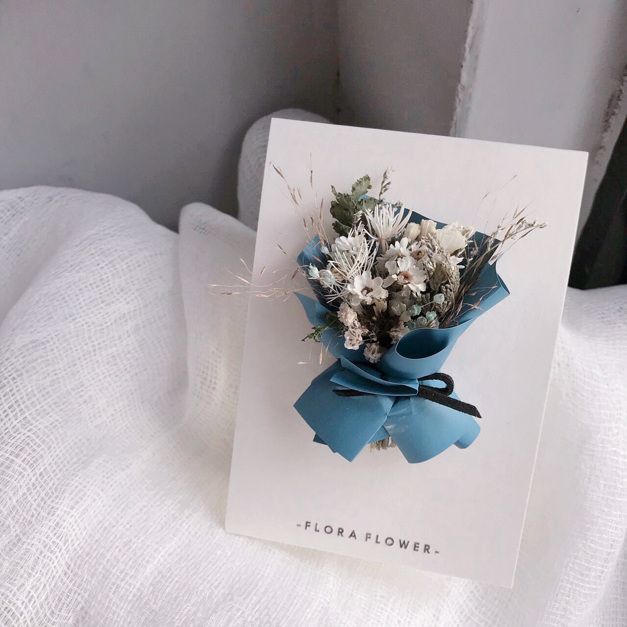 乾燥花卡片-靚藍