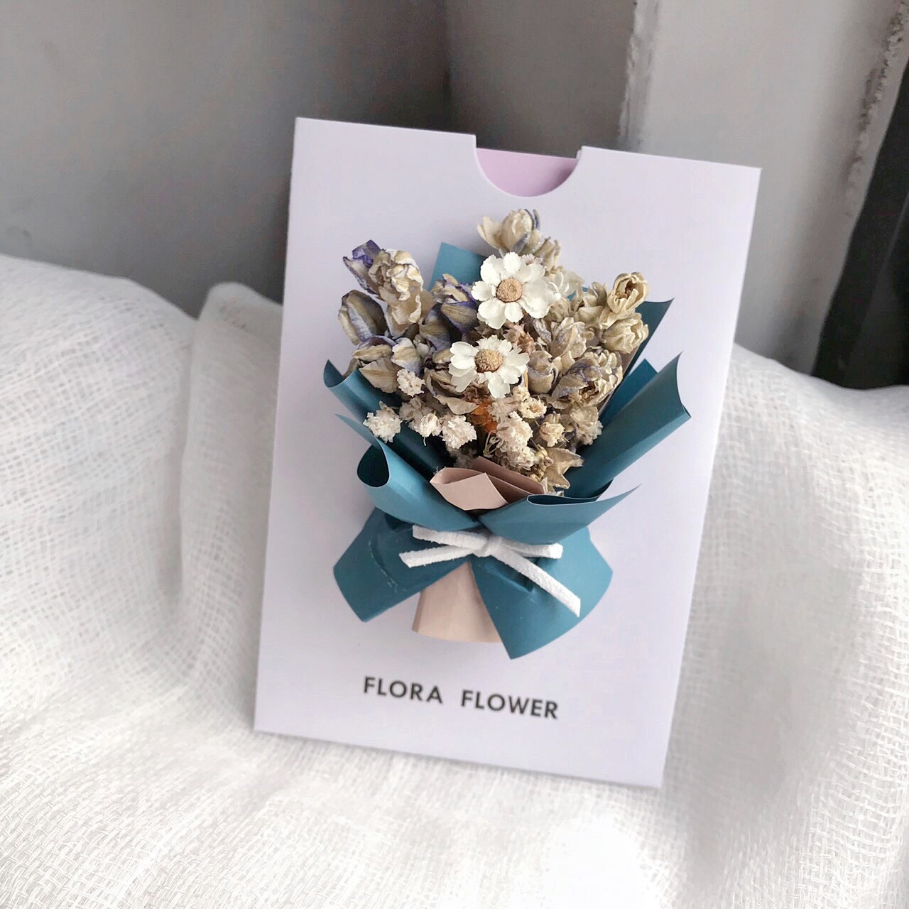 乾燥花卡片-土耳其藍