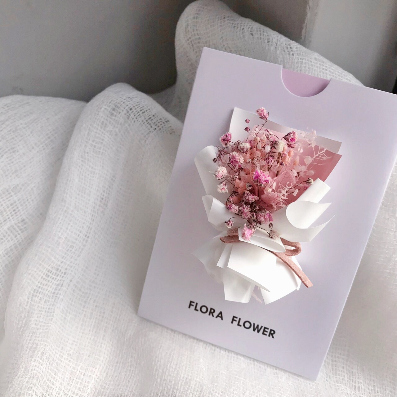 乾燥花卡片-粉紅