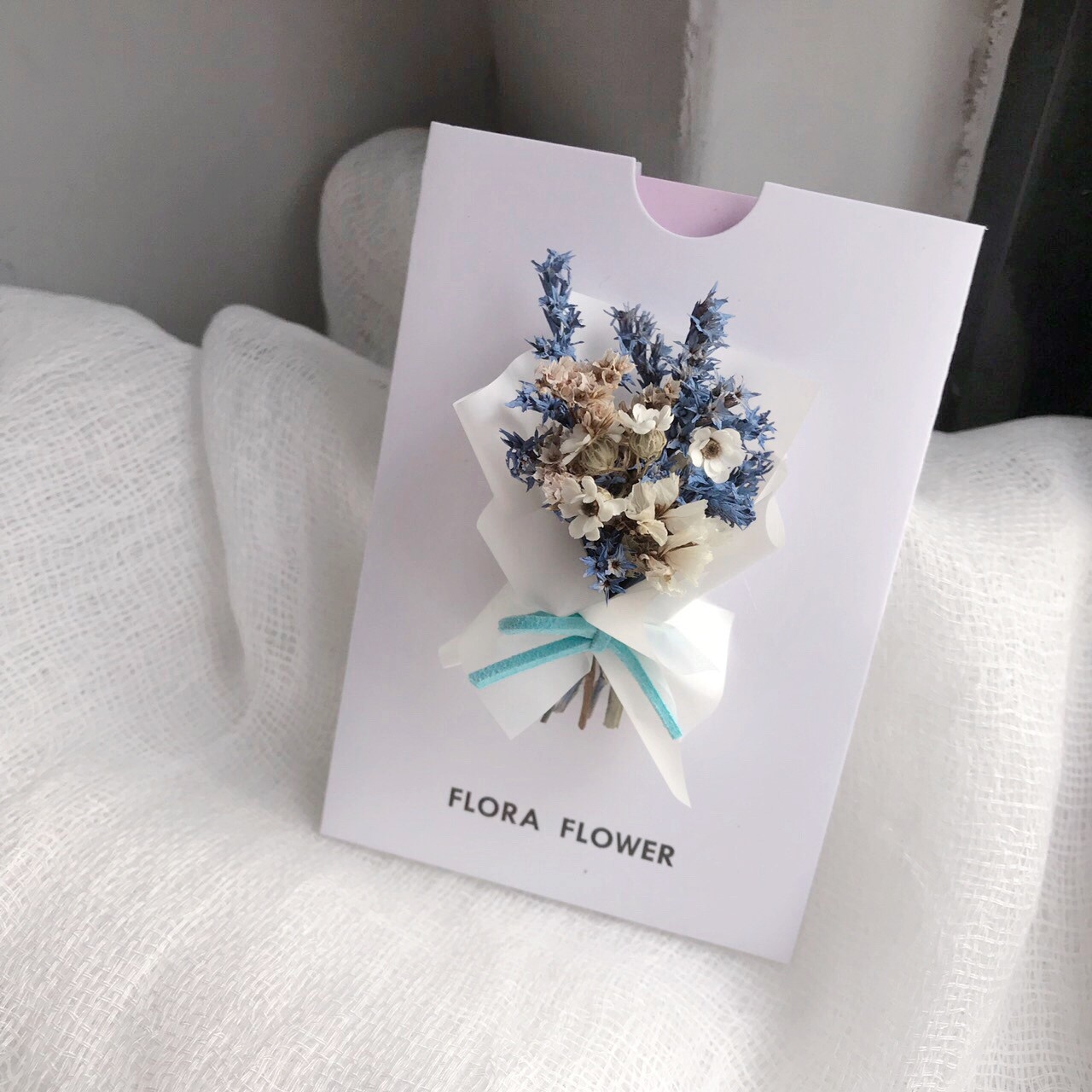 乾燥花卡片-藍