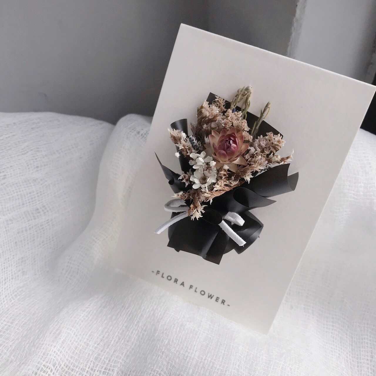 乾燥花卡片-黑