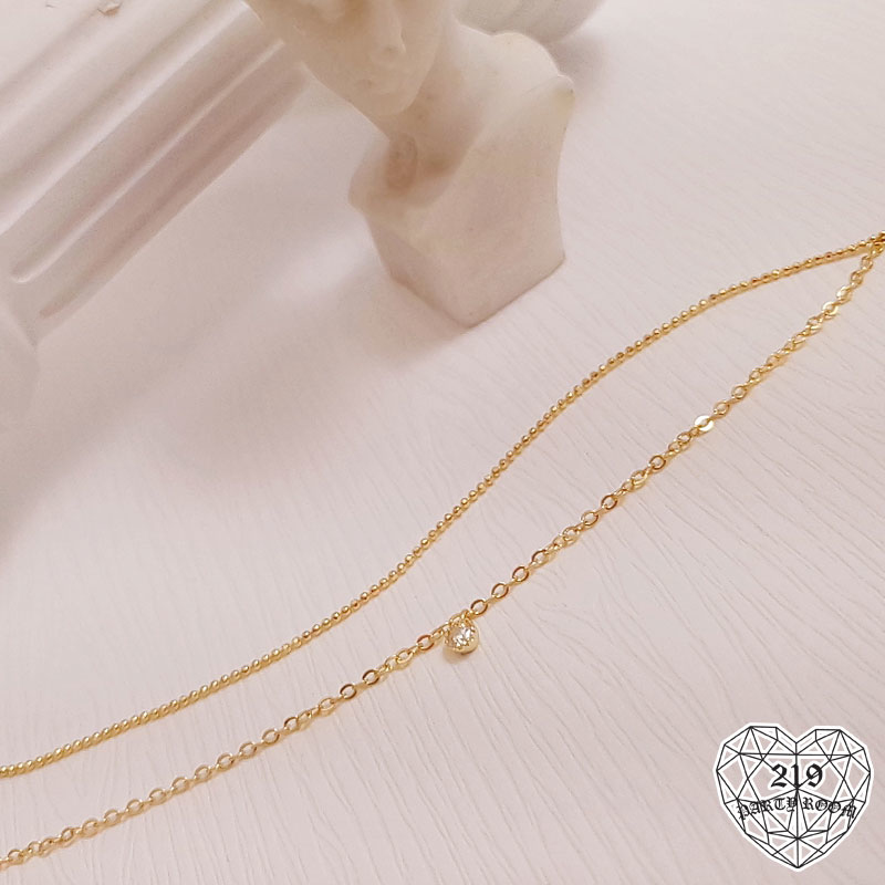 雙層單鑽手鍊(純銀鍍金)