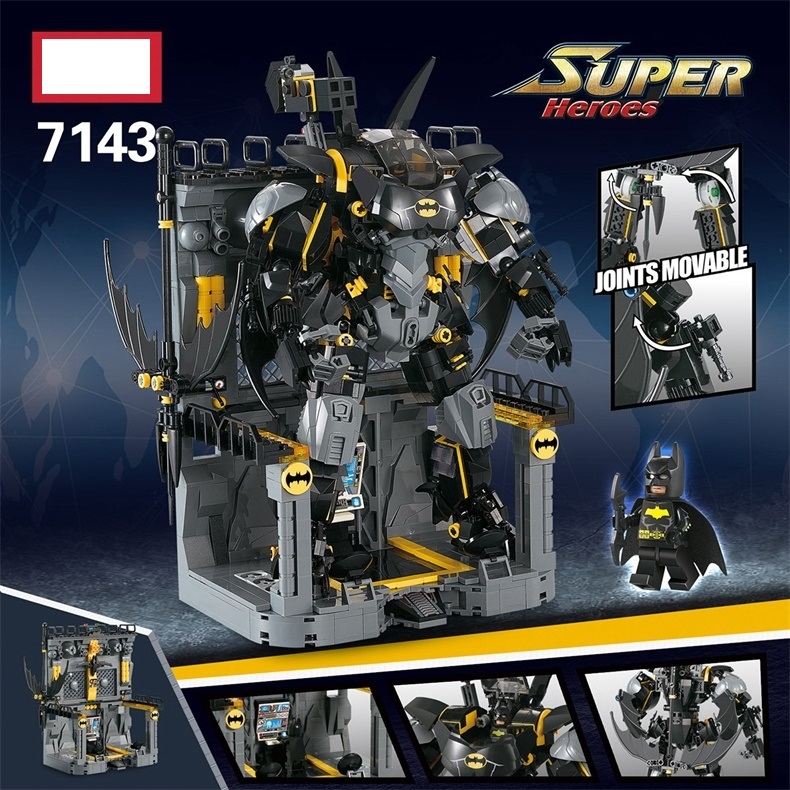 Batman Mech with Mech Display/Foundation Super Heroes Fit Lego Blocks NO BOX JISI7143