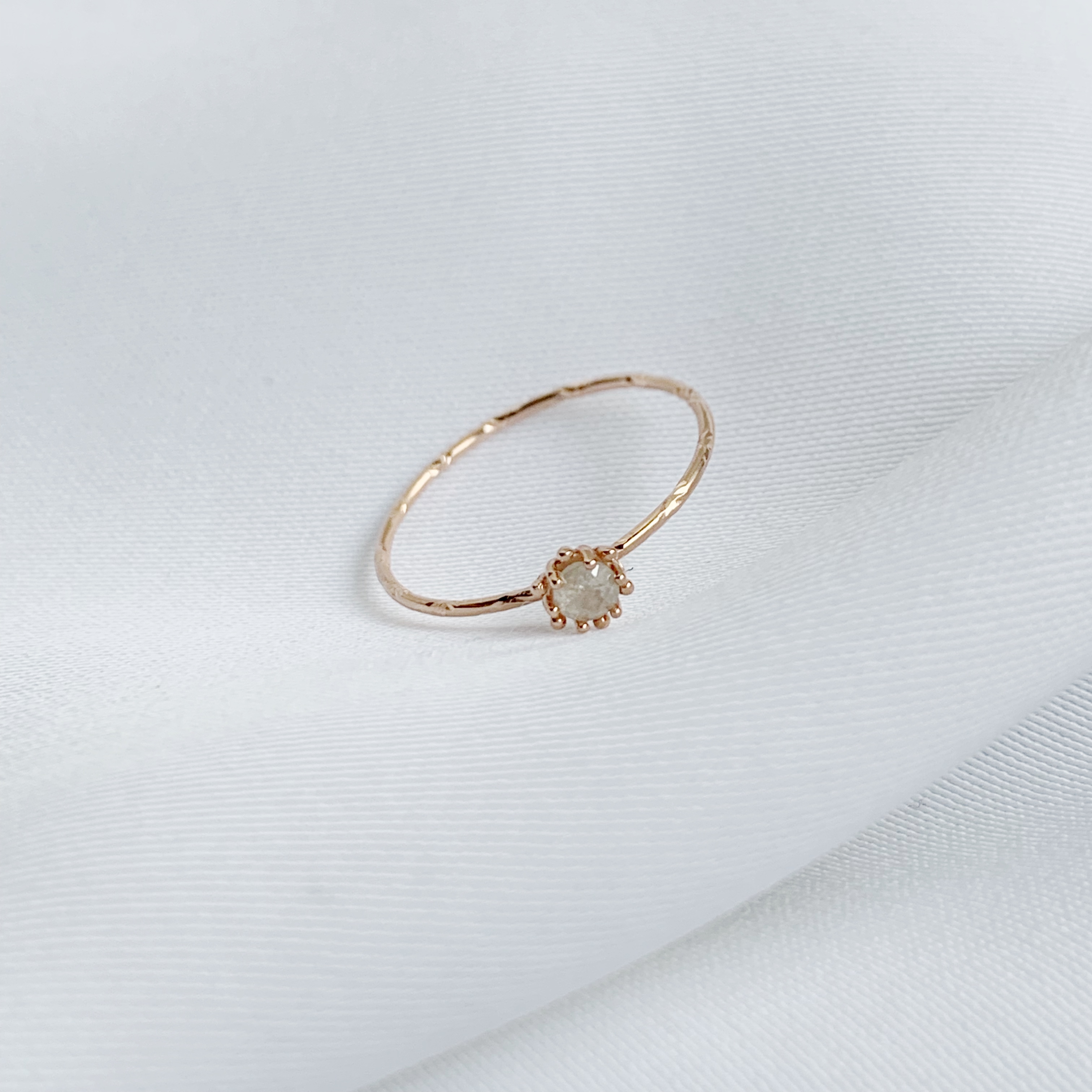 14k 10分煙花灰鑽原礦戒指