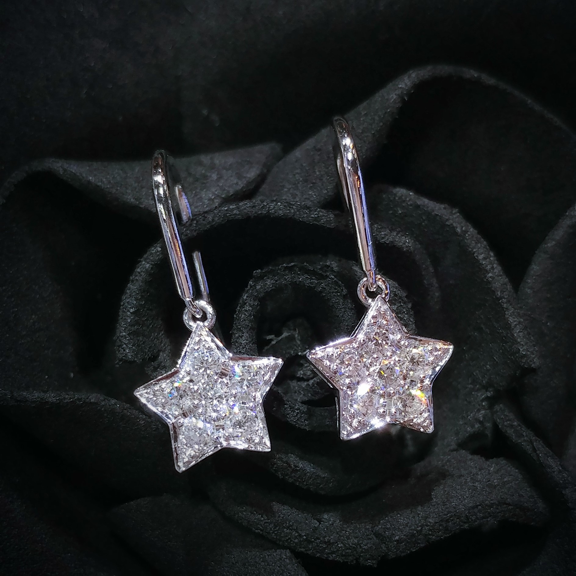 全新18K白金41份鑽石耳環