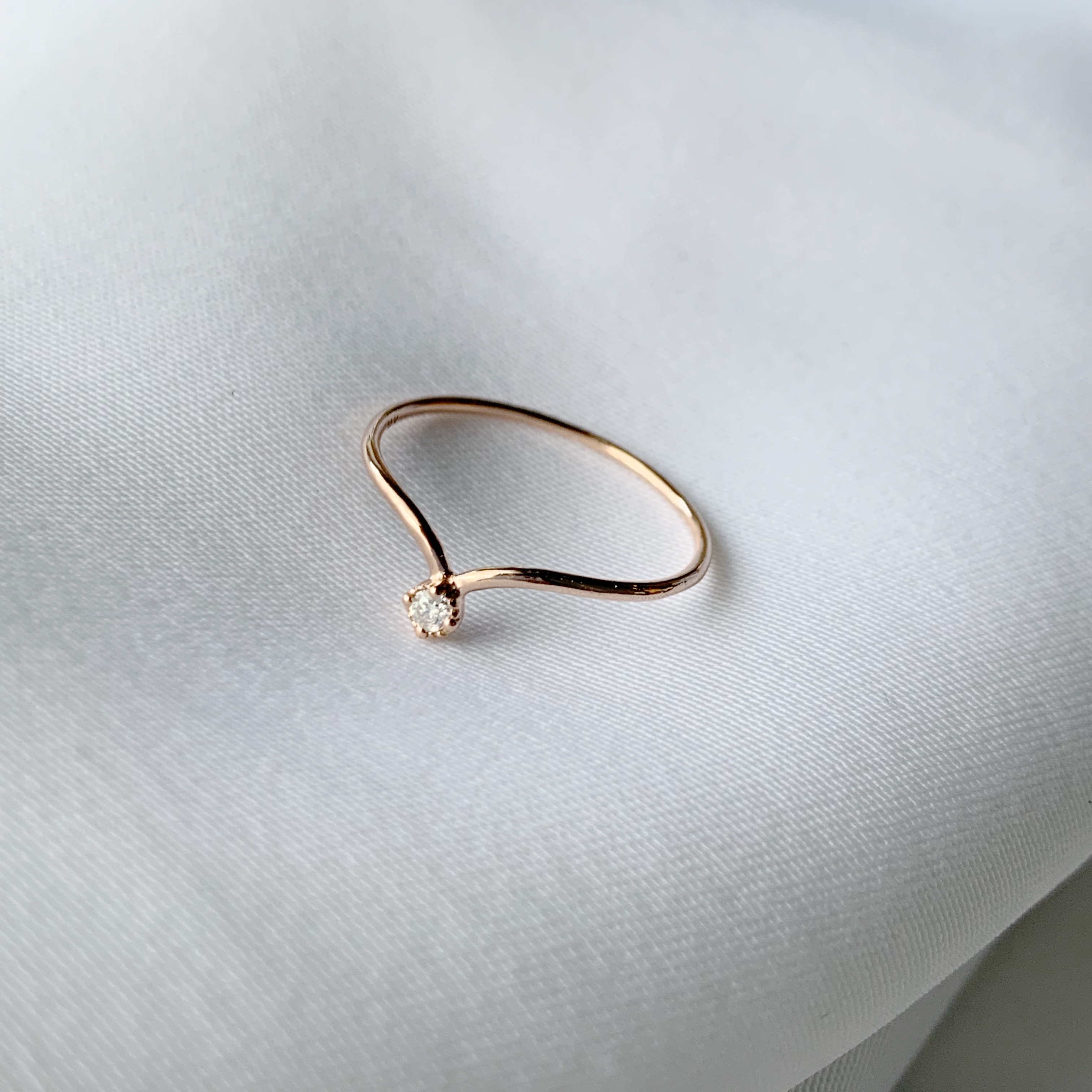 14k玫瑰金 海鷗白鑽戒指