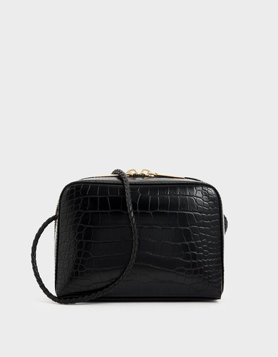 charles and keith croc effect bucket shoulder bag