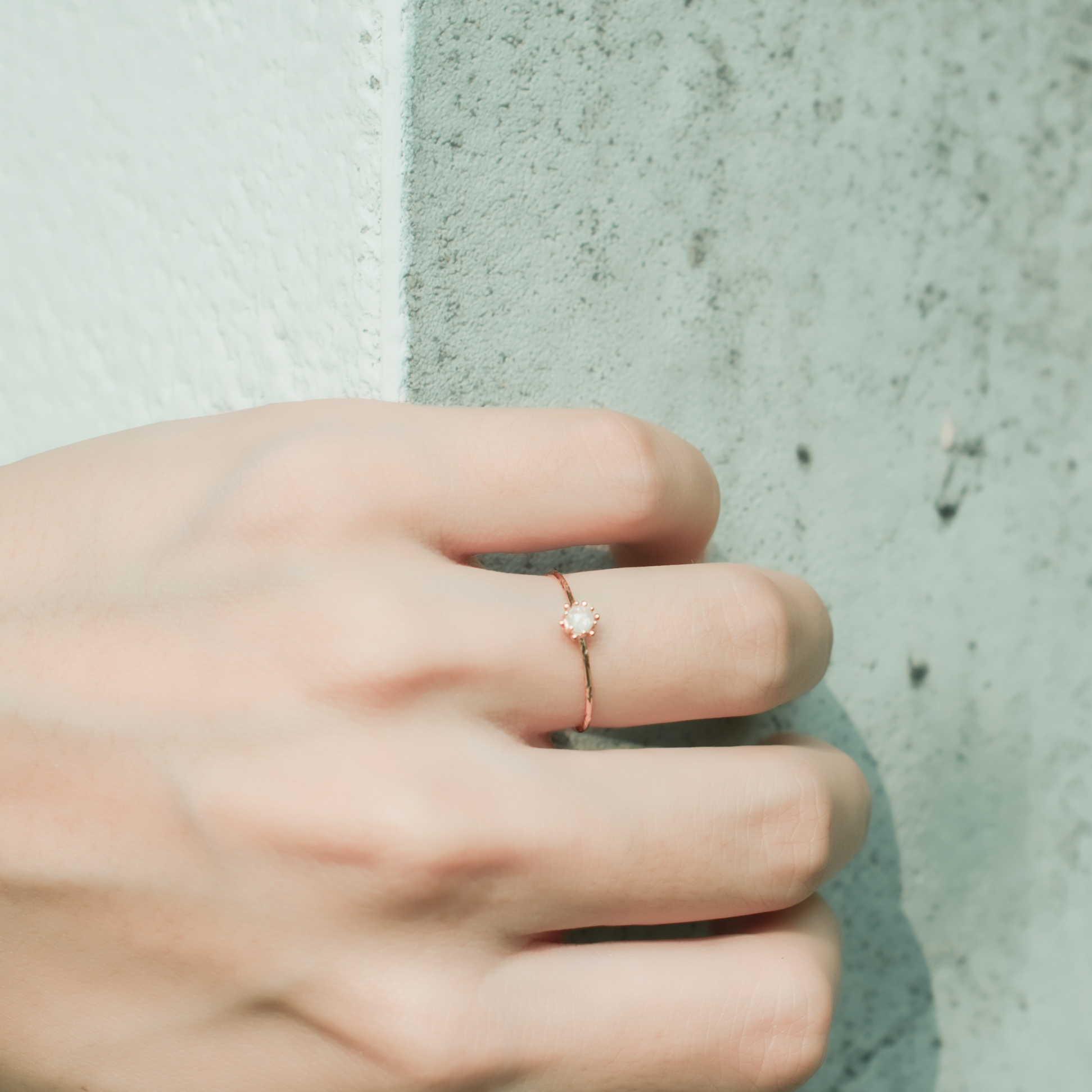 14k 10分煙花灰鑽原礦戒指