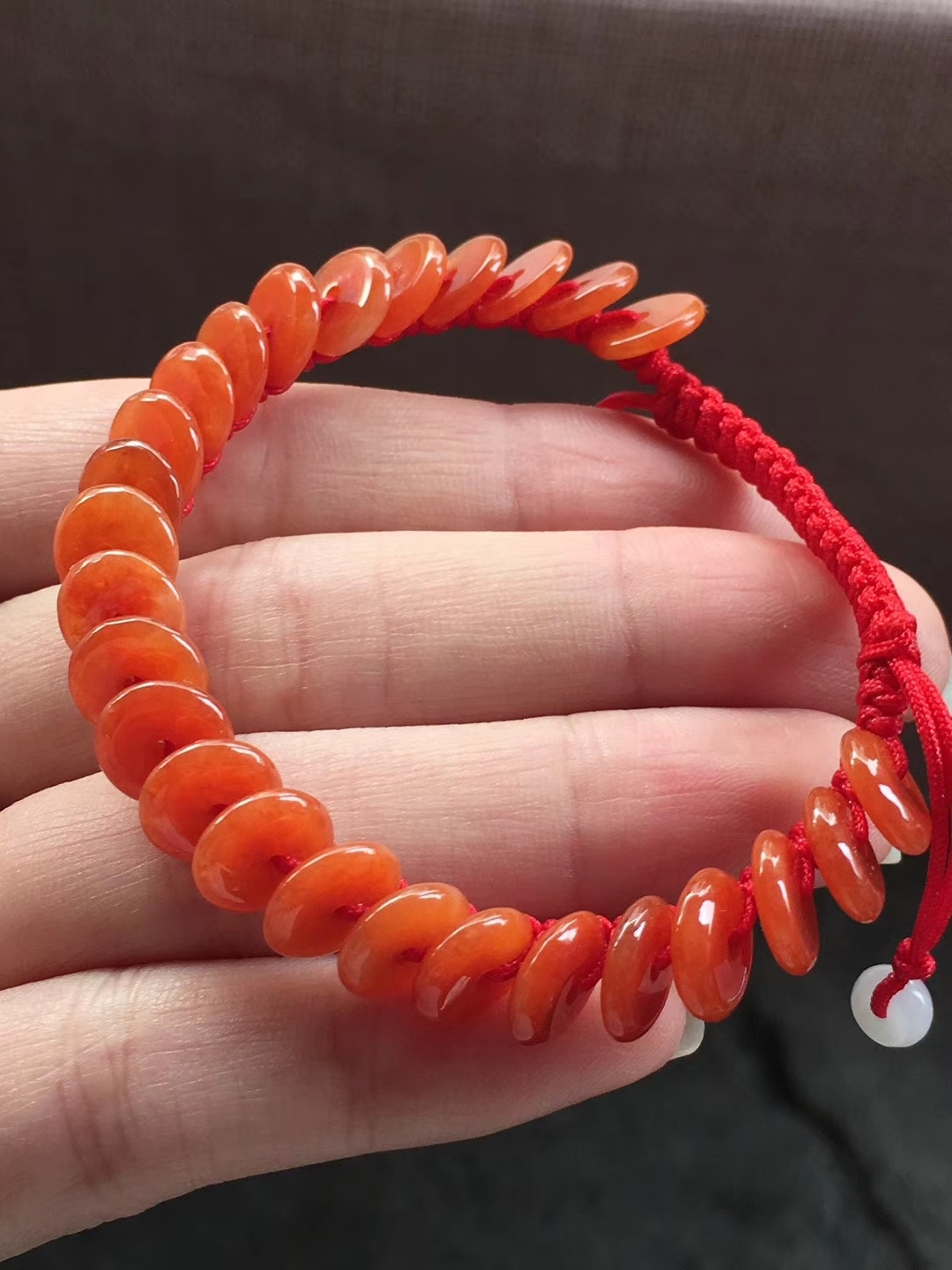 1014638 紅翡平安扣手鍊 (9.2mm直徑)