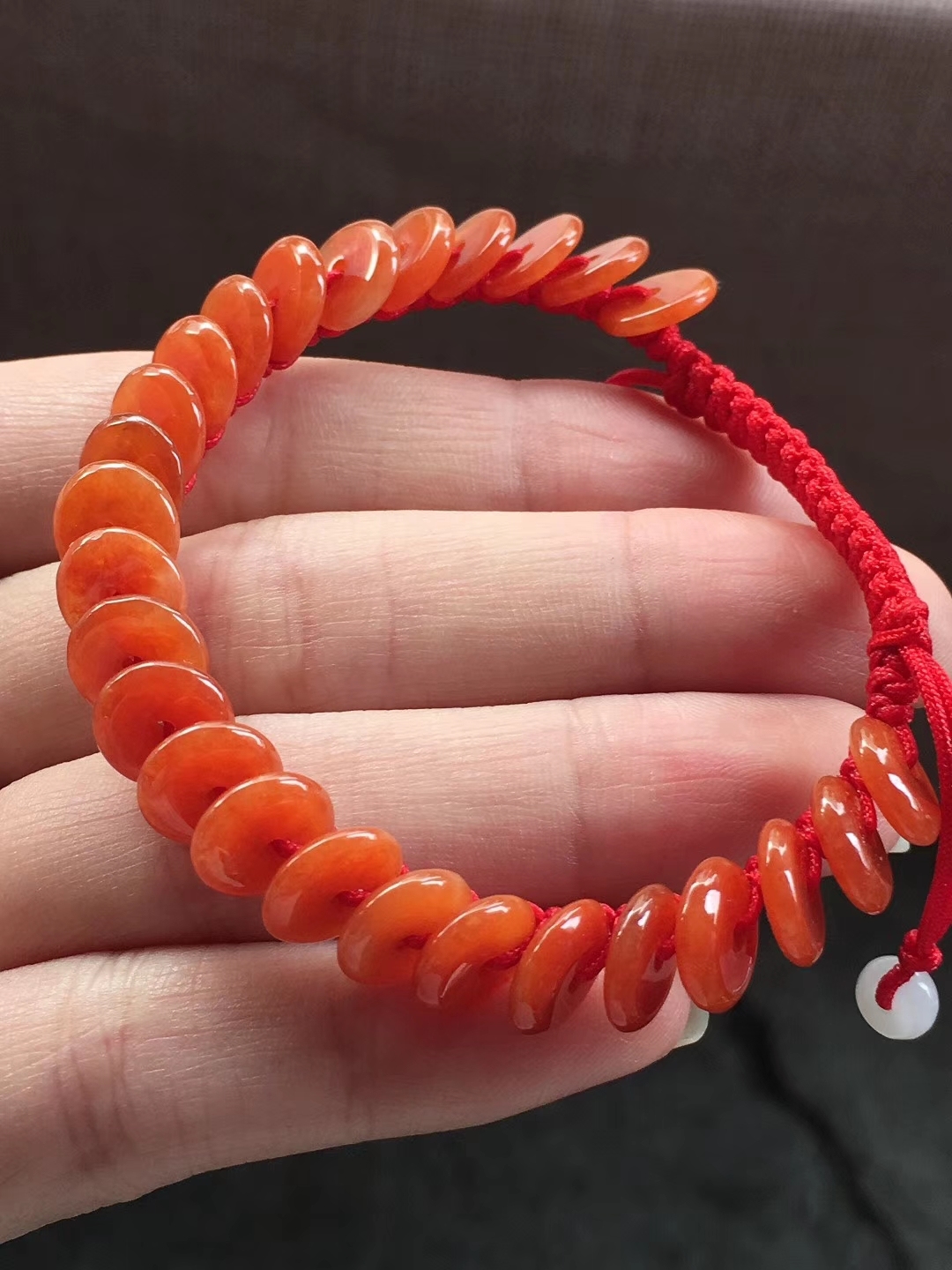 1014638 紅翡平安扣手鍊 (9.2mm直徑)