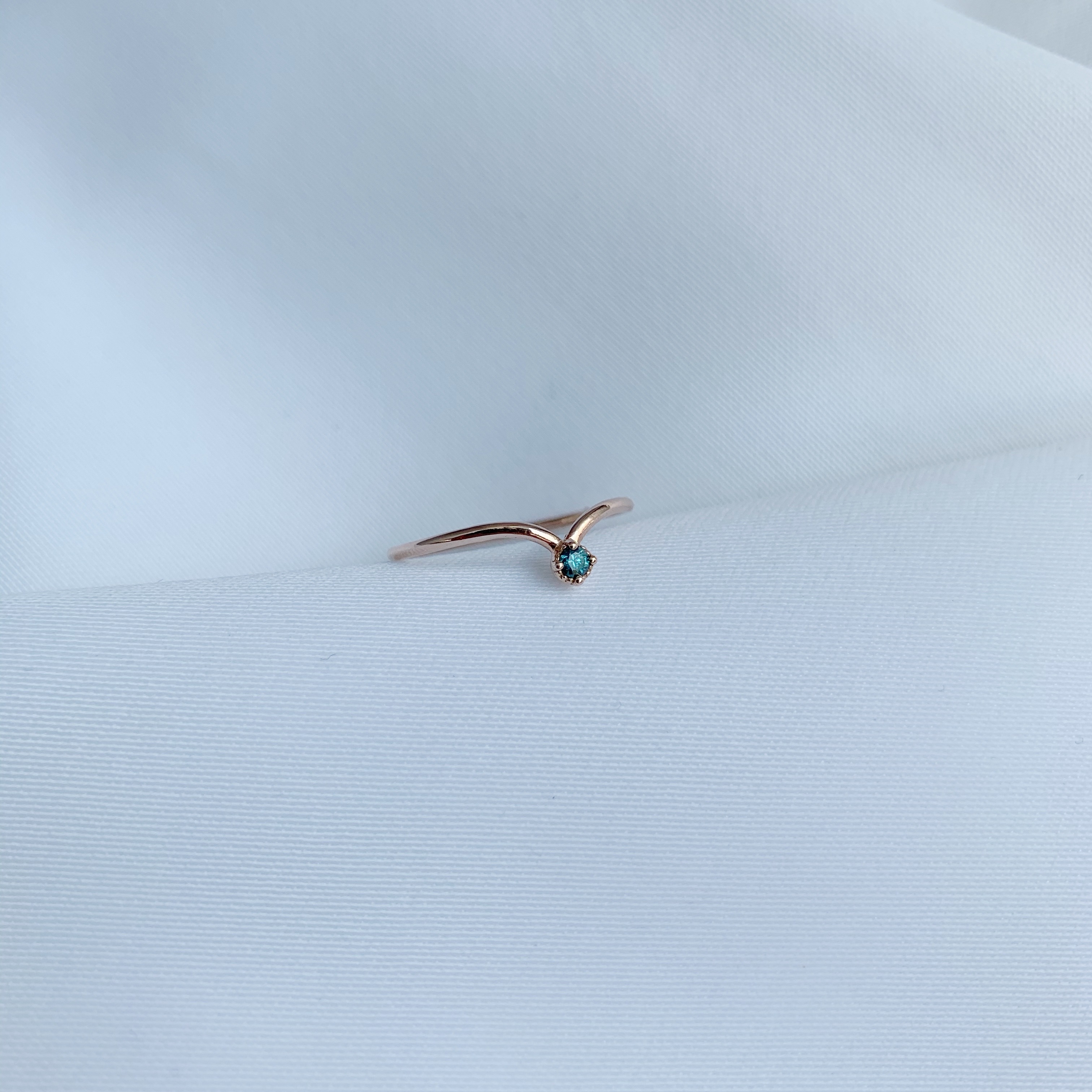 14k玫瑰金 海鷗藍鑽戒指