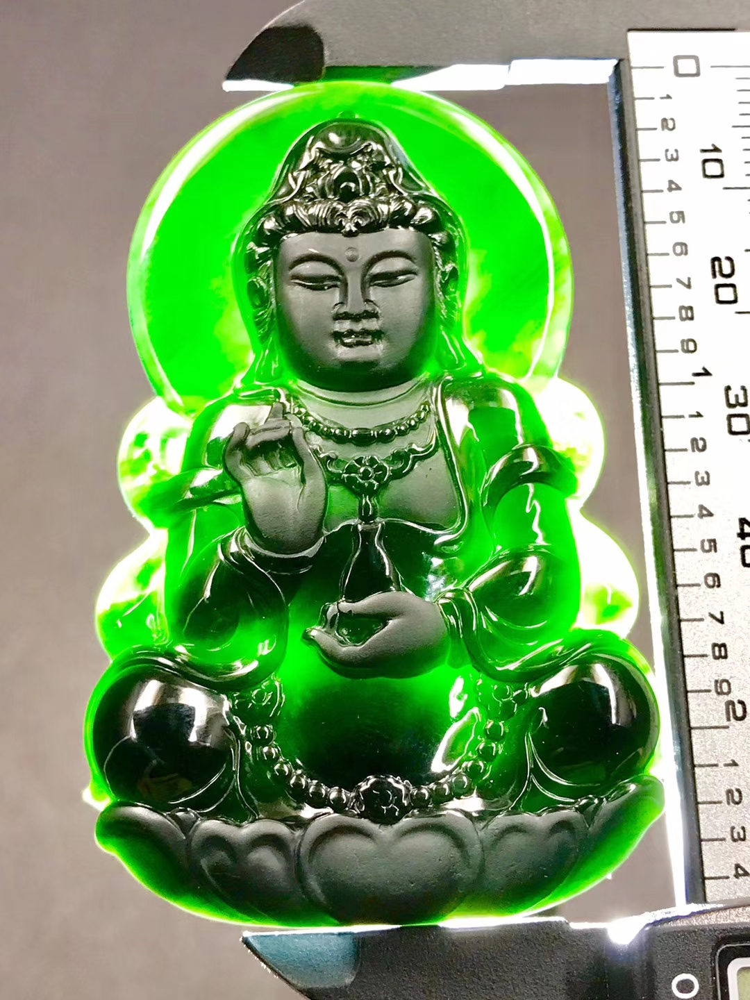 墨翠立體觀音, 天然翡翠A玉, 緬甸玉, Jade, Jadeite