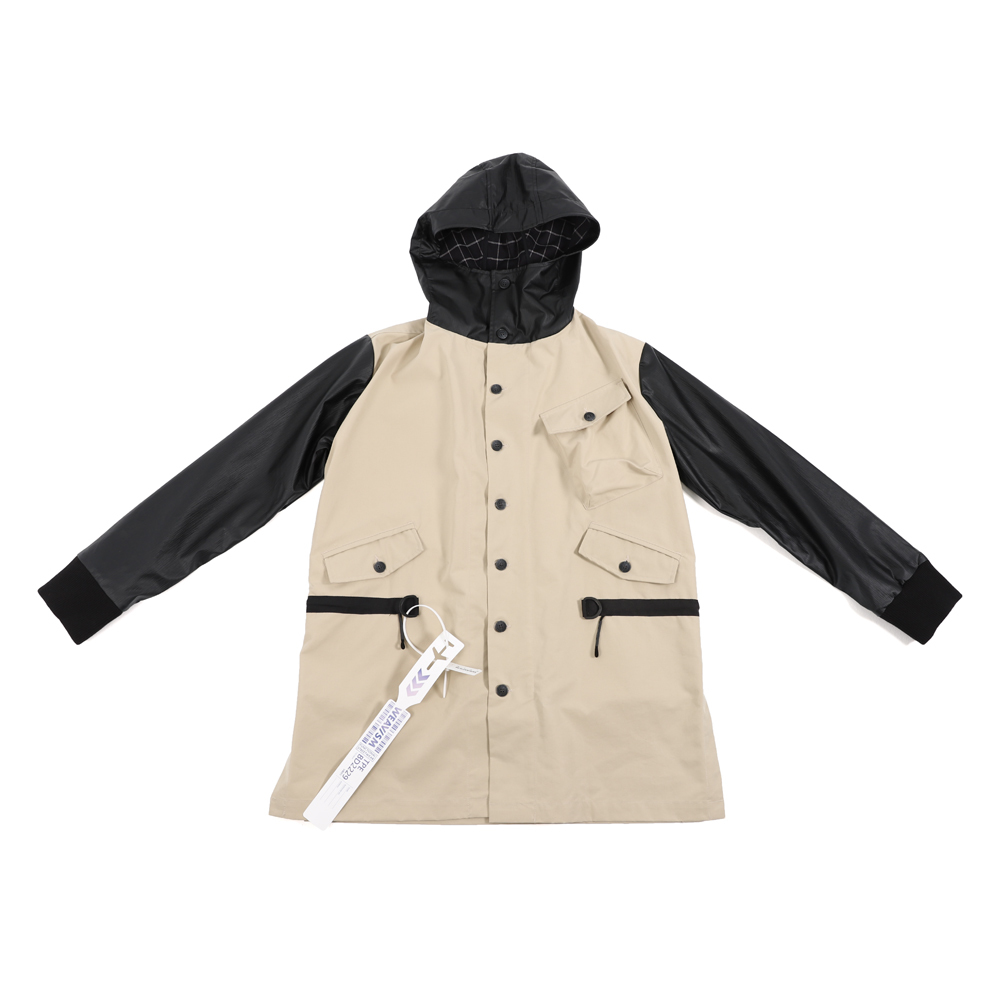 高領防潑水連帽軍外套 (卡其)