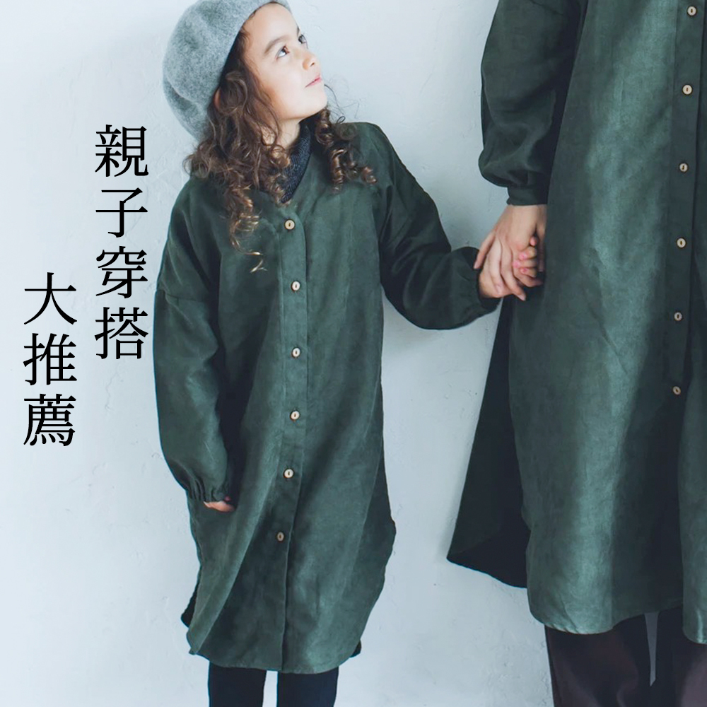 2019秋冬商品 日本Pairmanon 麂皮V領長版外套 (連身裙)