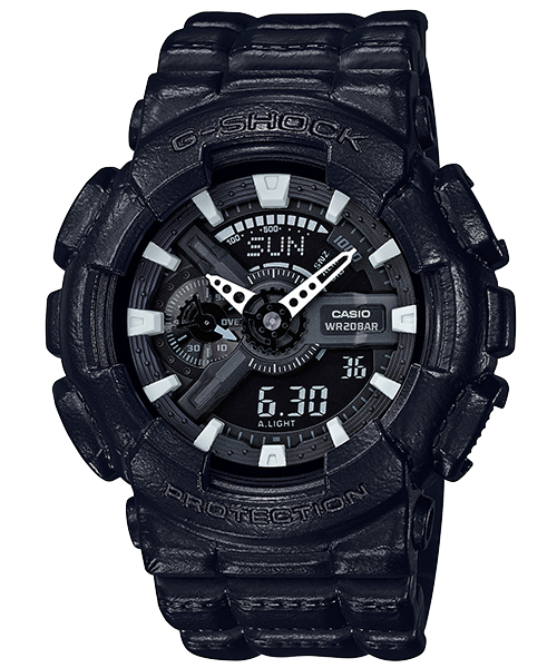 萬年鐘錶 - G-SHOCK   皮革觸感  防震雙顯電子錶  GA-110BT-1A   錶徑 : 51.2 MM