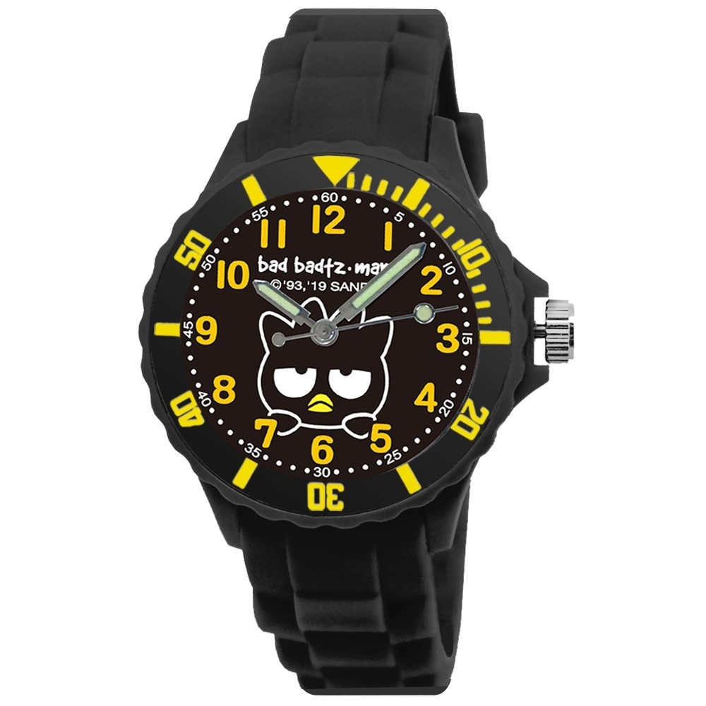 【三麗鷗Sanrio】大頭酷企鵝運動彩帶錶-黑色 (2016B)