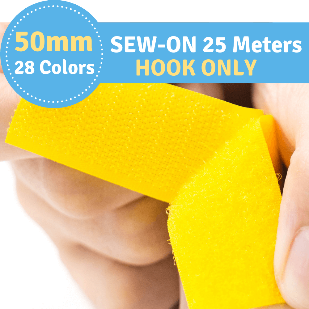 50mm Width (2") 25 Meters (984.25") Sew-On Hook ONLY Fastener Tape for 28 Colors