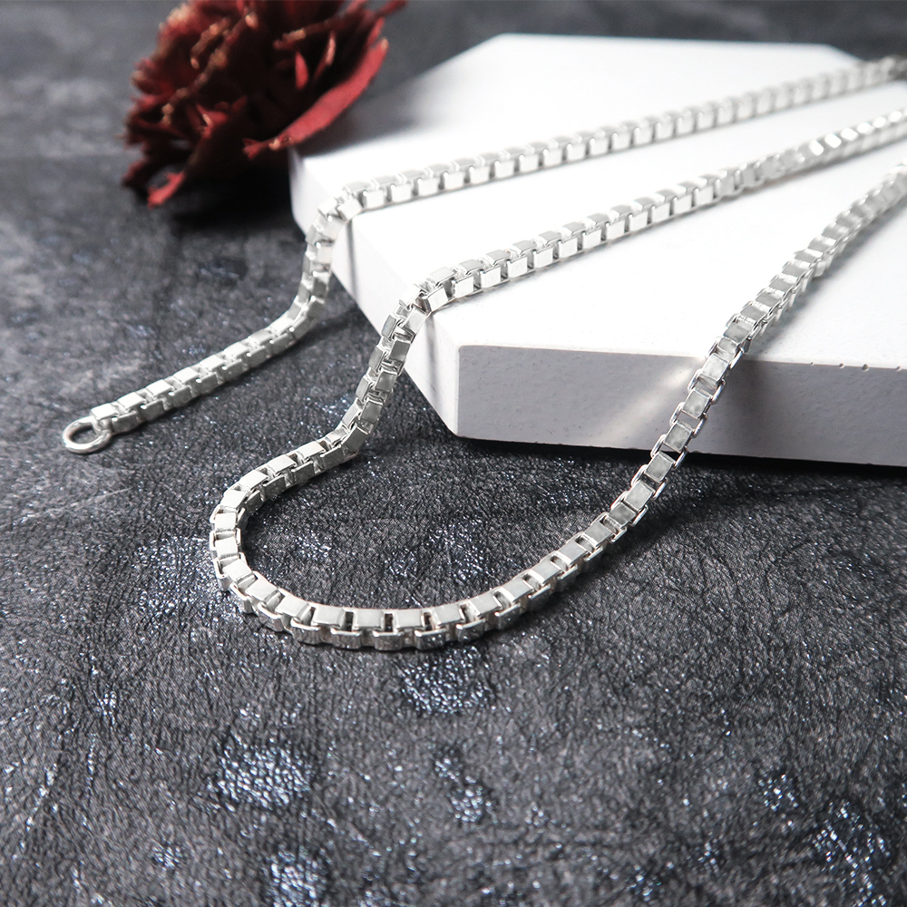 威尼斯方盒鍊(2.8mm中鍊) 925純銀 男生項鍊 中性 客製長度 純銀鍊子(不含墜子)