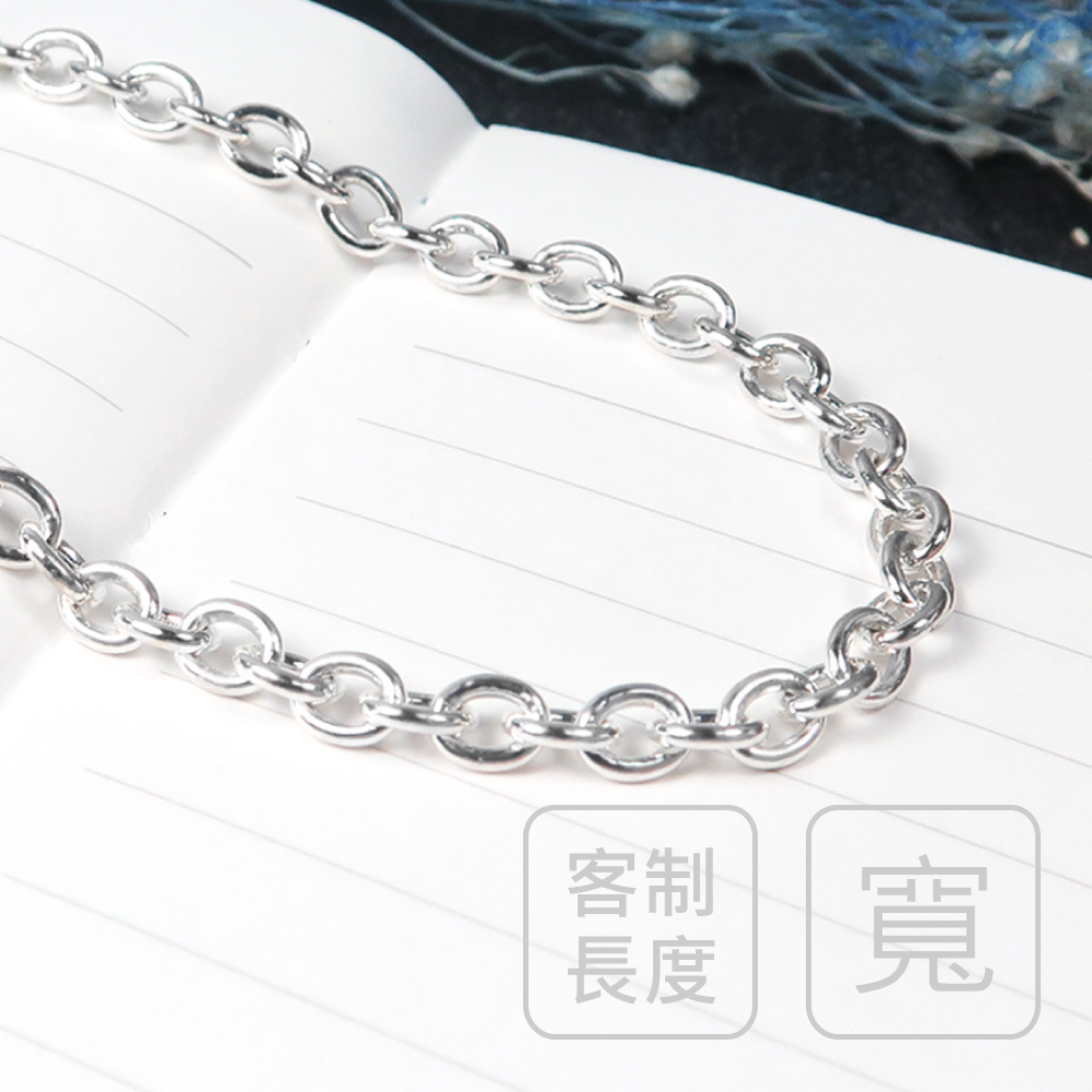 經典圓圈鍊(3.8mm寬鍊) 925純銀 男生項鍊 中性 客製長度 純銀鍊子(不含墜子)