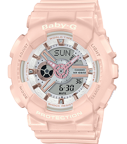 萬年鐘錶 - BABY-G   防震雙顯電子錶  BA-110RG-4A   錶徑 : 43.4 MM