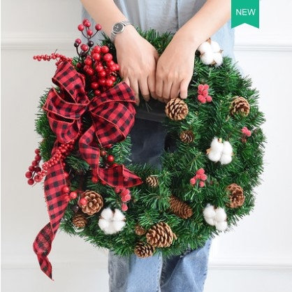 豐收獻禮 I 聖誕花圈(仿真針葉)  XM190250