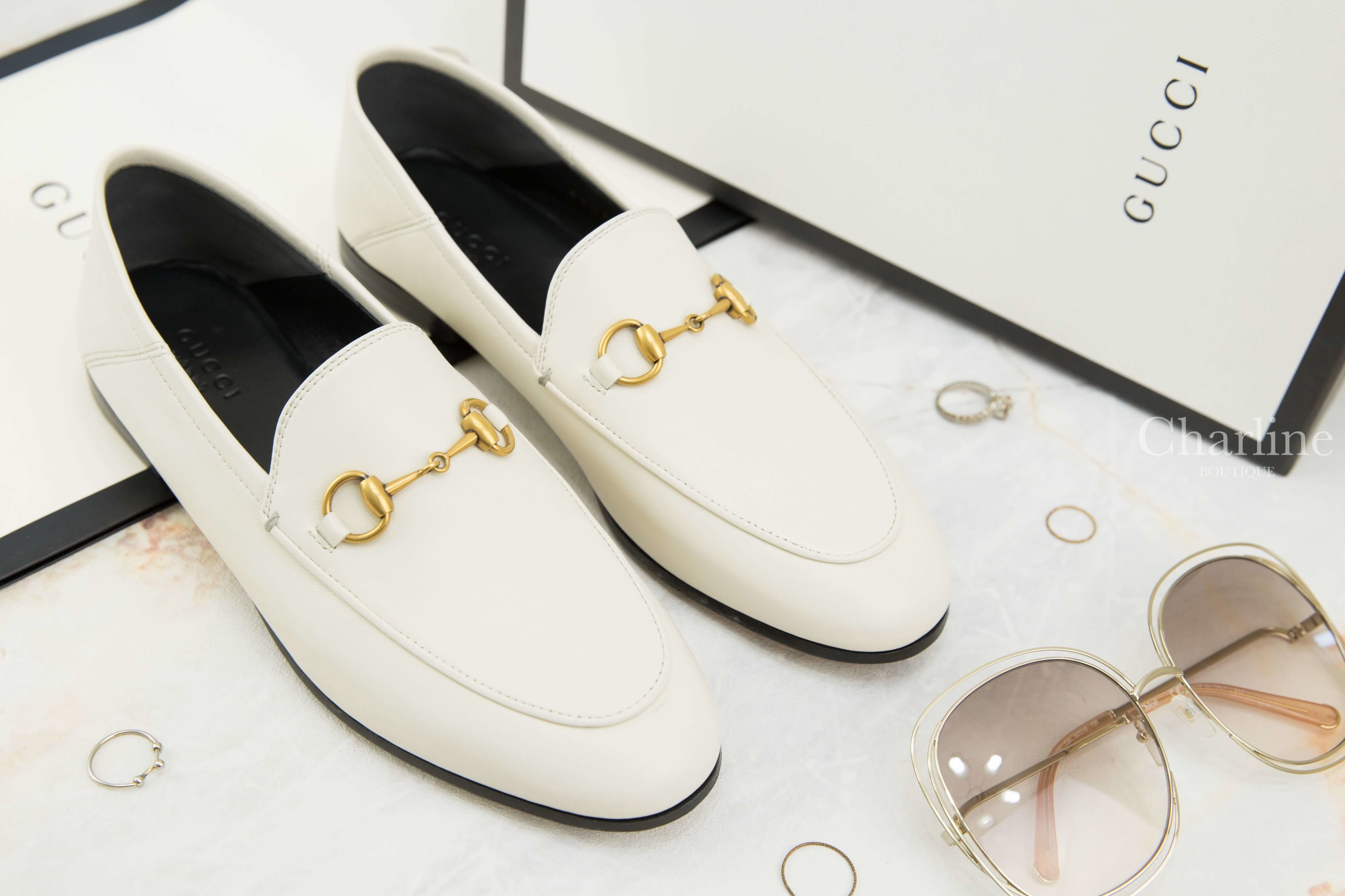 Gucci Leather Horsebit Loafer 白色小牛皮樂福鞋