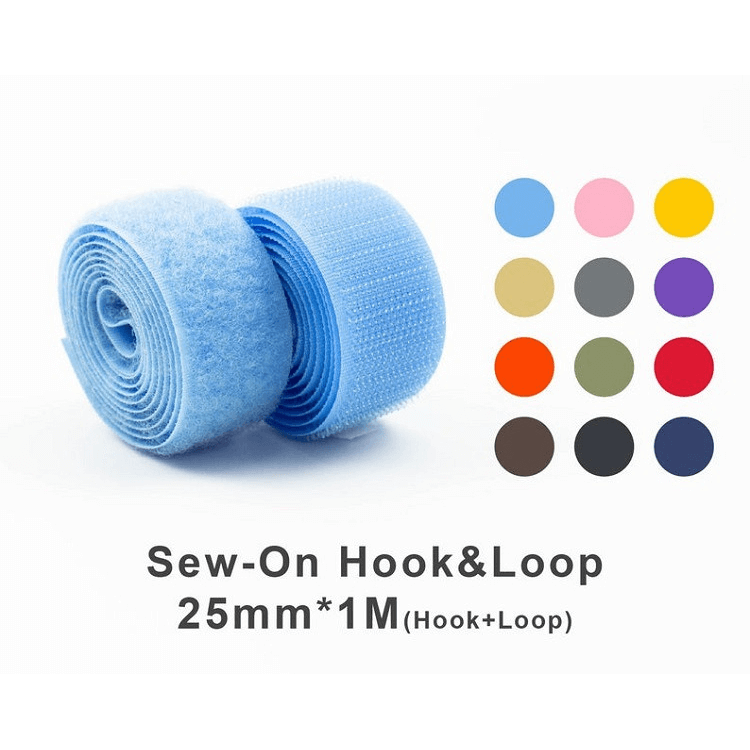 25mm(1") Width 1 Pair Meter Sew-On Hook and Loop Fastener Tape for 12 Colors