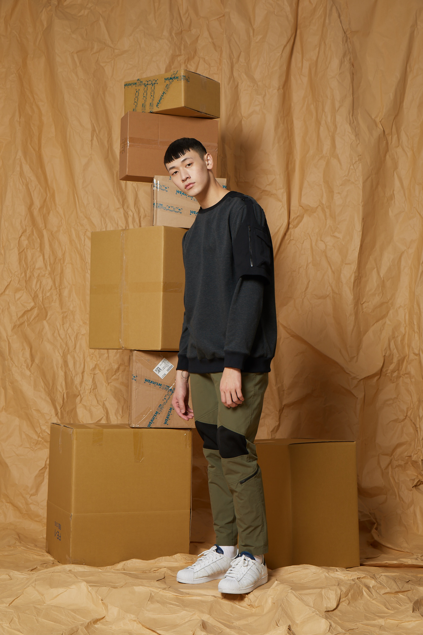 可拆袖開肩上衣 - 黑