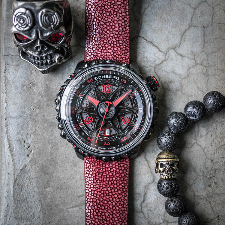 BB-01 自動機械系列 紅色骷髏魅影自動大三針-限量版