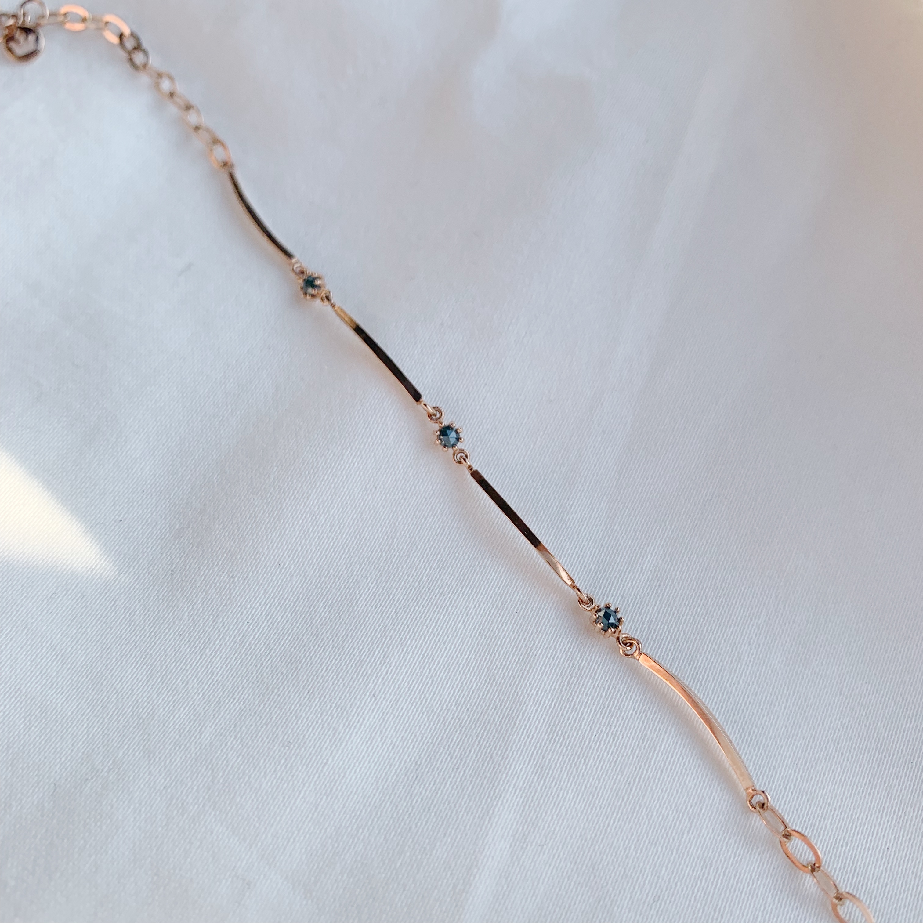 14k玫瑰金 煙花藍鑽節節手鍊