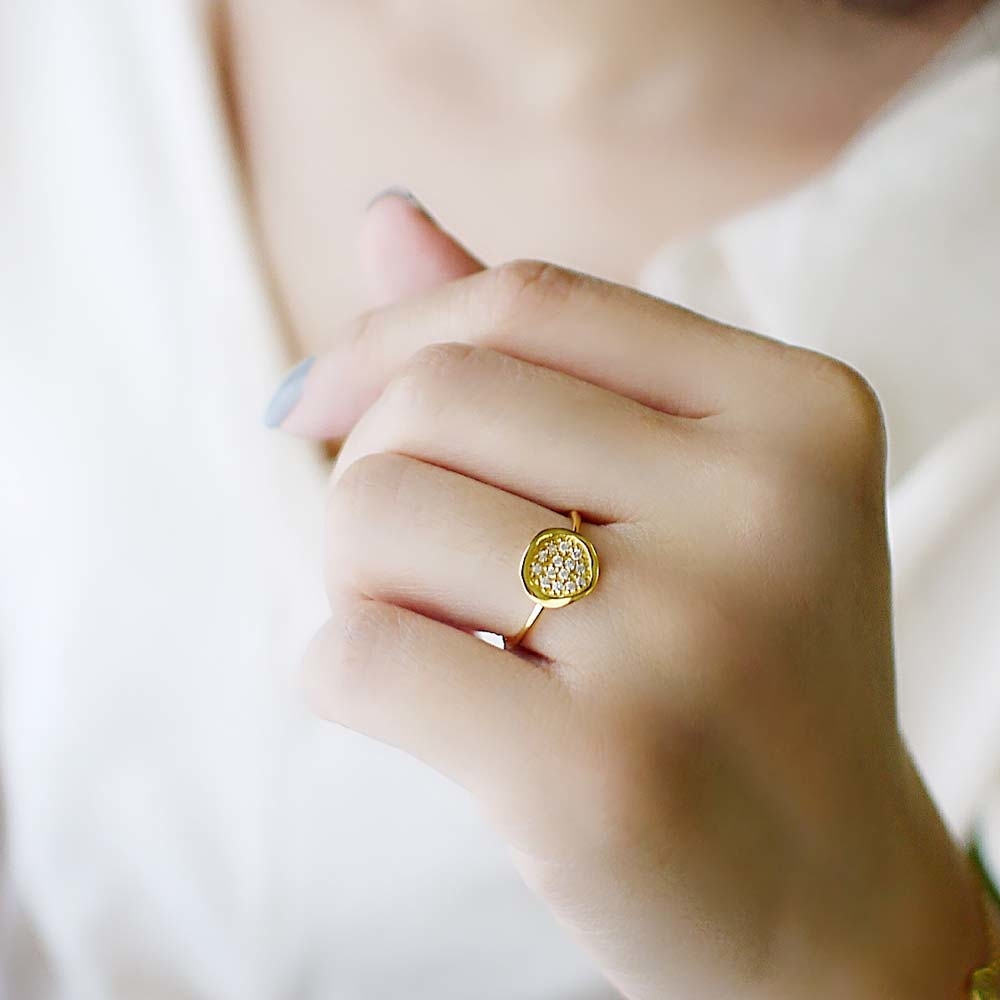 閃耀浪漫純銀戒指(18K金)/DR704G