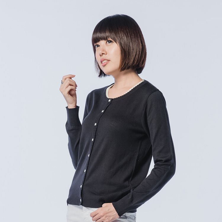 O-LIWAY 混棉圓領針織外套