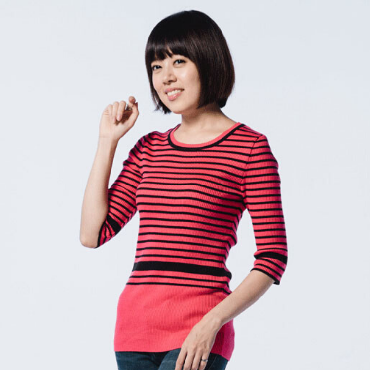 O-LIWAY-高雅魅力長版條紋設計針織衫