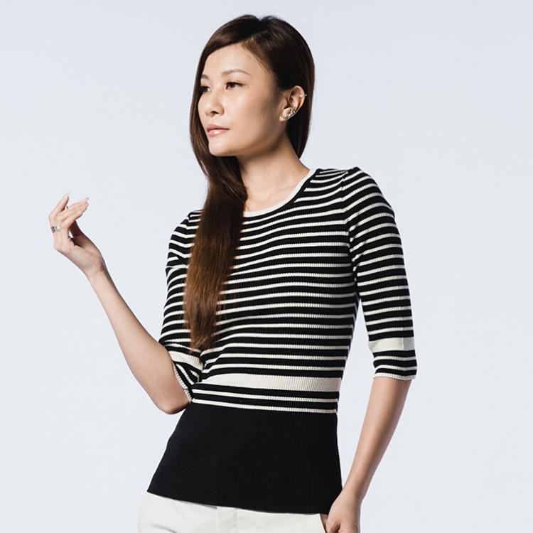 O-LIWAY-高雅魅力長版條紋設計針織衫